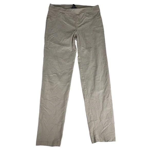 Soho Apparel Stretch Plaid Pull On Legging Pants Women's M Beige White Trousers - Picture 1 of 6
